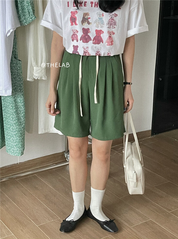 New in early summer! [the lab] elastic waist drawstring wide leg versatile casual shorts 2132# zxx