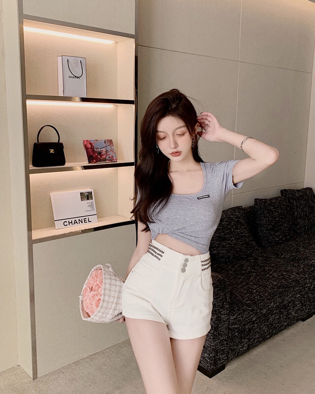 goods in stock! New in early summer! [good] design elastic fashion denim shorts 7399# JJ