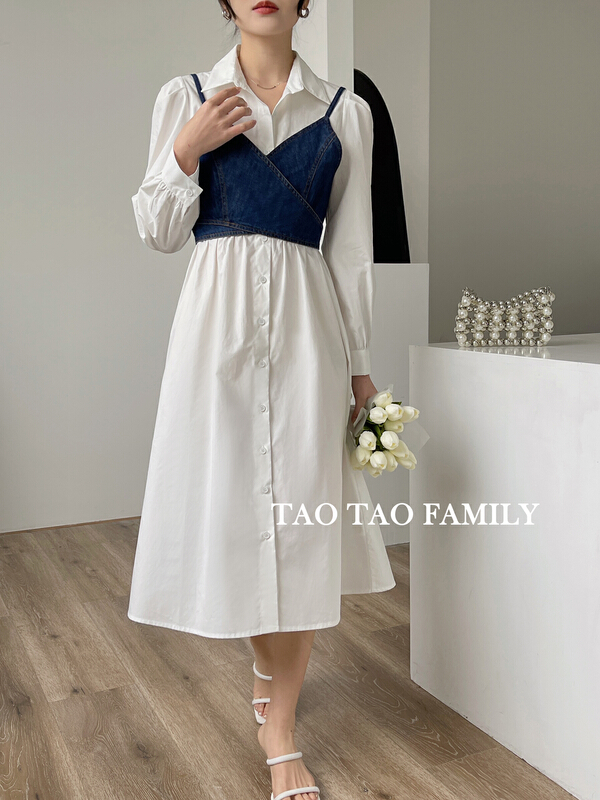 New year in early spring! [Taotao family] Korean Ladies denim shirt dress 1016# lwy