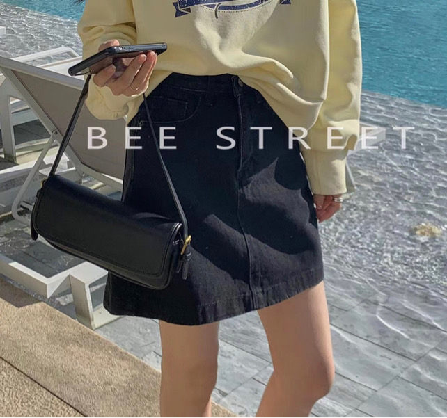 goods in stock! [bee Street] Korean version of versatile fashion denim skirt 907-2# lwy