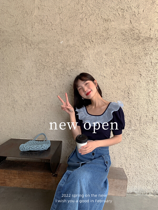 [new open] sweetheart girl's ruffled bubble sleeve blouse ky22376# zxl