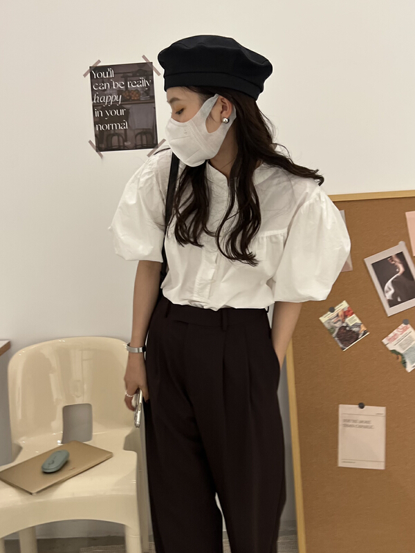 New in early summer! [sanbara] Korean versatile bubble sleeve shirt r9286# LSW