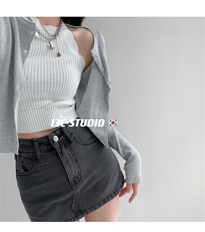 [13C. Studio] Korean Hip Wrap hot girl denim skirt 6801# PCZ