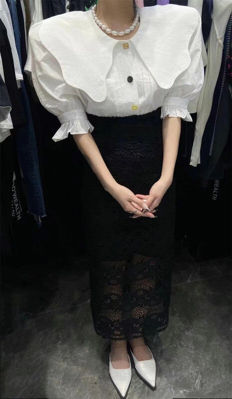 [mix] French Vintage loose breasted solid small shirt ys1-0199# WTT