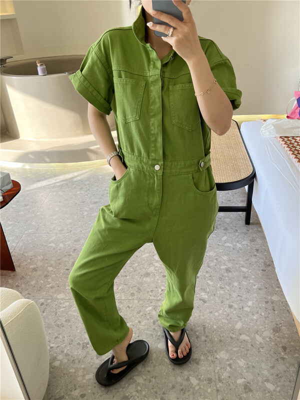 [D +] casual high waist simple personalized Jumpsuit 0059# lwy