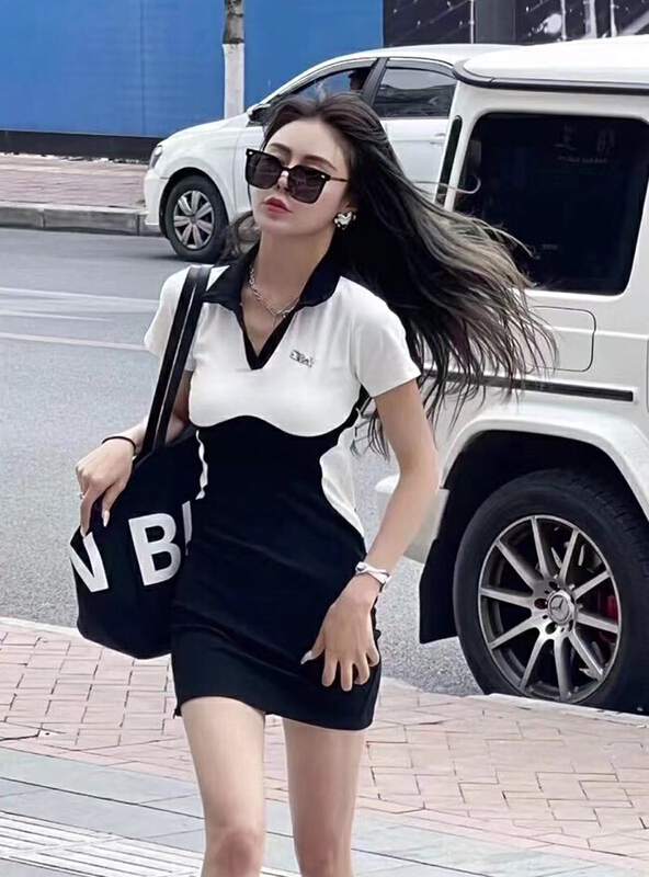 New in early summer! [dl. Am] Polo neck color contrast design thin dress (without matching) 206# WPL