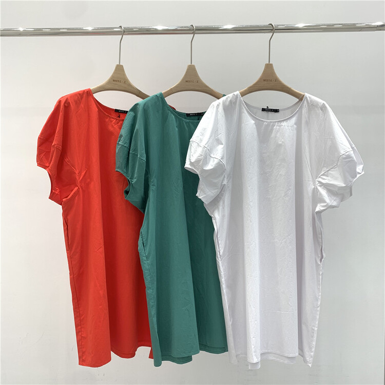 【MEET】純色泡泡袖休閒連衣裙  6621#  OZQ