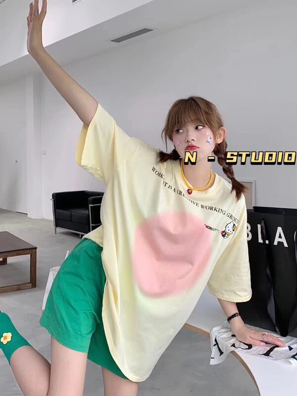 【N】 Korean embroidery print Pullover short sleeve T-shirt 0851# WTT