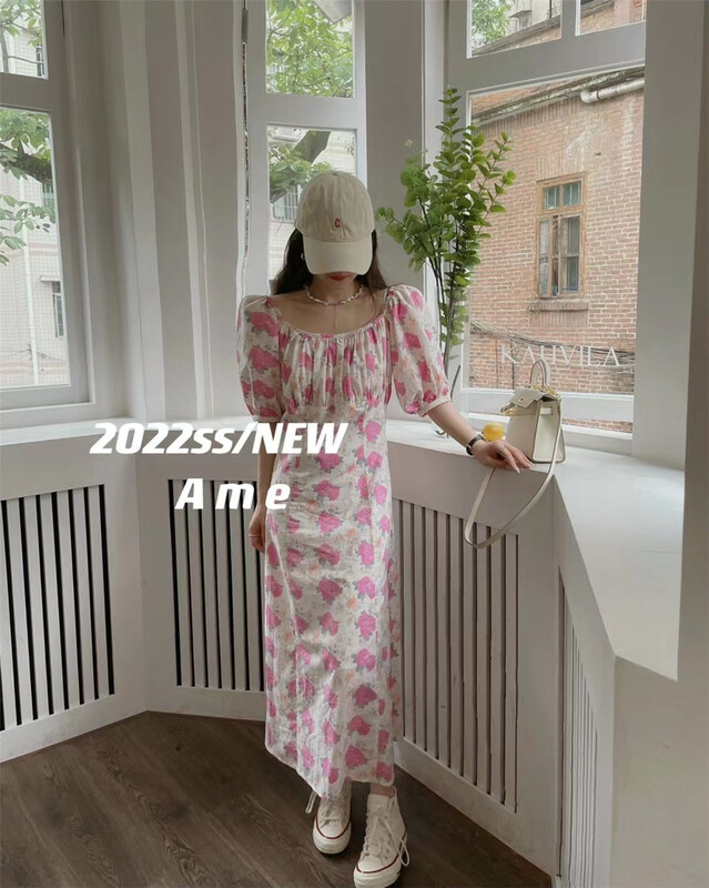 [ame] floral print slim dress 86150# XYJ