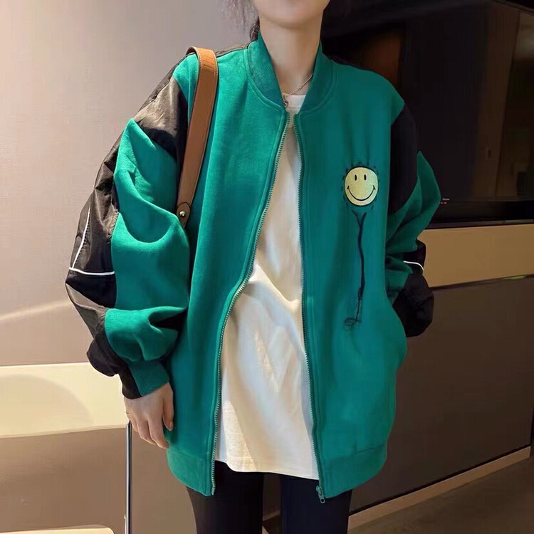 New year in early spring! [Mori Qianfeng] stitched smiling face versatile fashion short coat 8595# XYJ