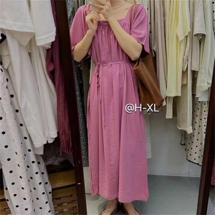 New in early summer! 【40】 Korean solid color square neck dress 3338# XYY