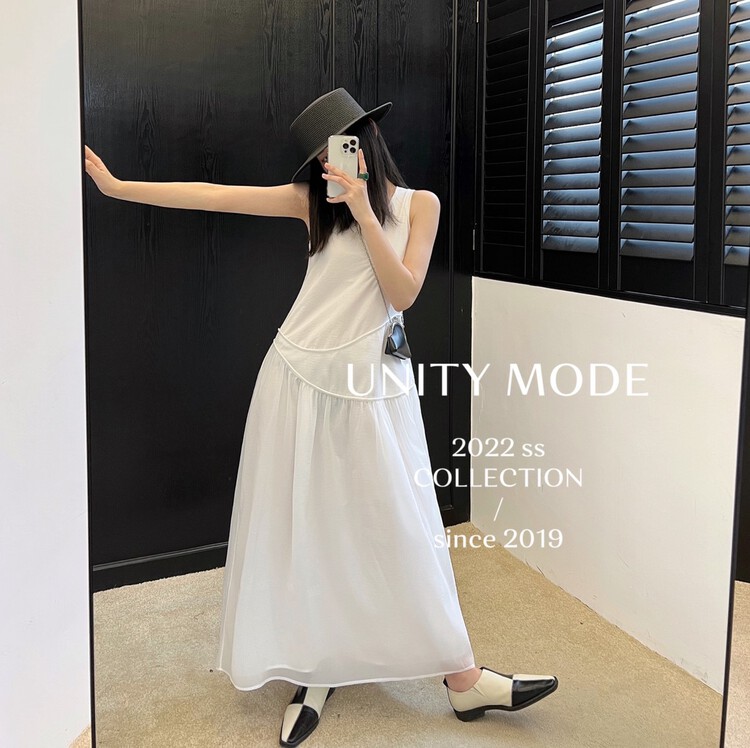 [unit] advanced feeling gentle style French sleeveless dress 8012# cqw