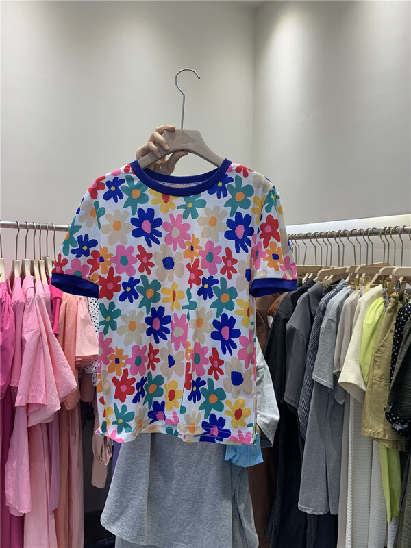 [Yan Zhen] little flower Pullover versatile short sleeve T-shirt 6716# PCZ