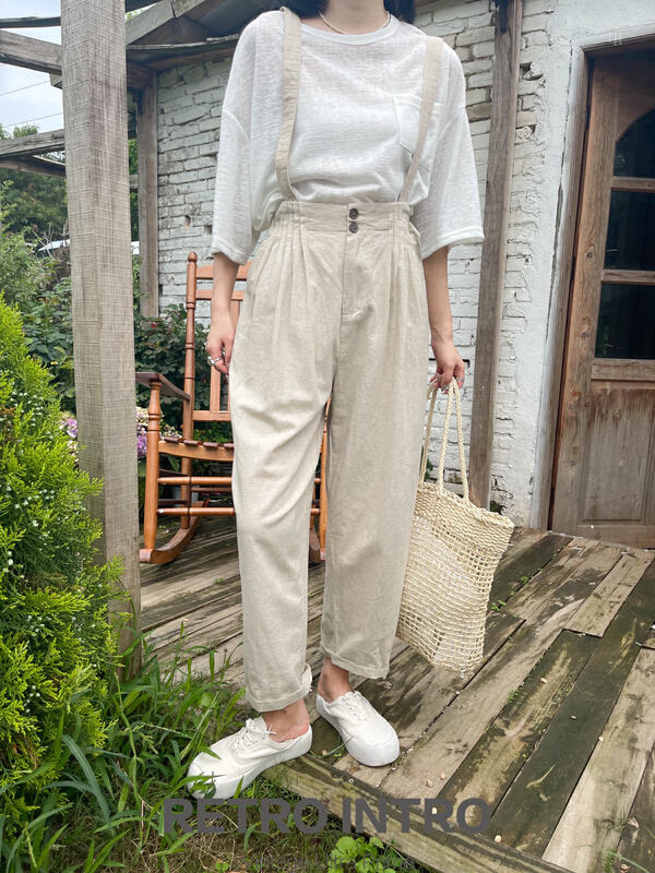 New in early summer! [Rin] Korean slim casual pants (with detachable straps) 21099# cqw