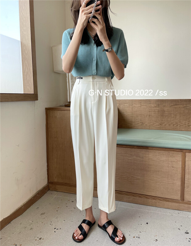 [g · n] Korean version simple commuter nine point denim shorts 19030# hjy