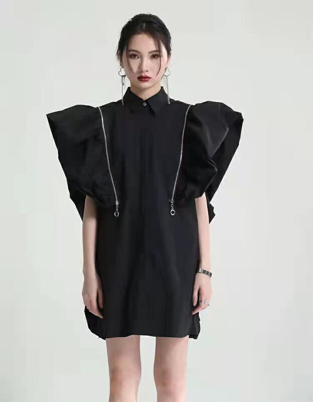 [Z & C] three dimensional Ruffle zipper dress 3141# LSW