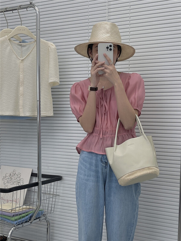 [hi] Korean version round neck simple shirt 5207# hjy