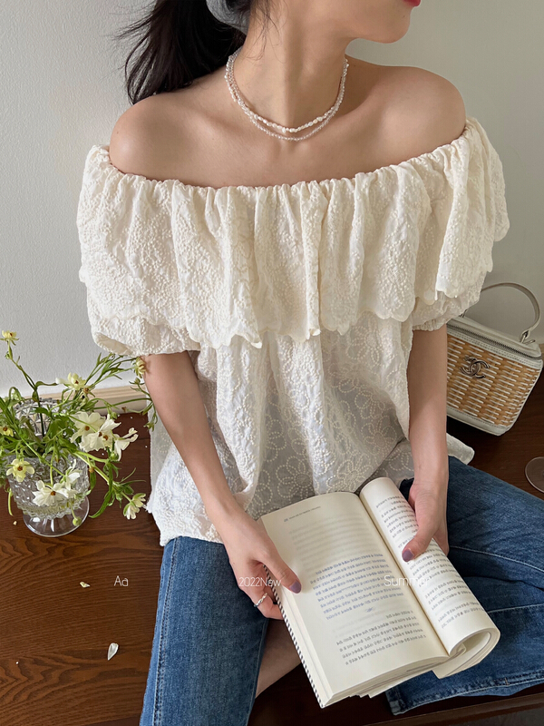 [AA studio] French style one shoulder jacquard blouse 5672# WPL