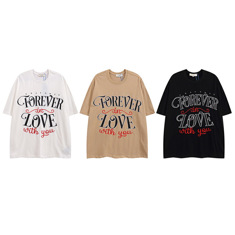[the unvowed] men's and women's personalized letter foam printing short sleeve T-shirt 2301# ZZL