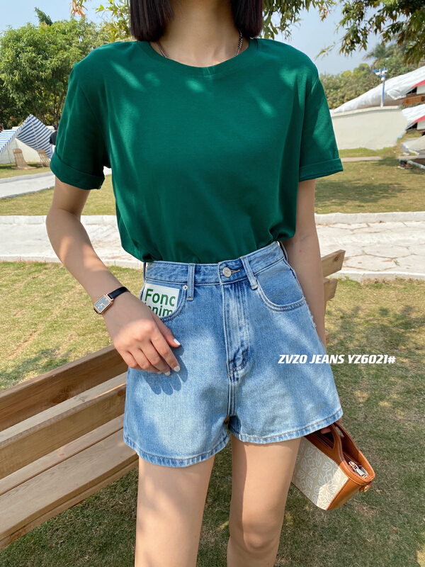 Original price 73.72! [zvzo] special pocket leather brand design denim shorts yz6021# CLS