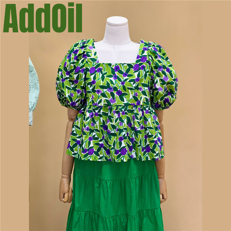 [addoil] foam sleeve square neck age reducing shirt ys1-8904# zxl