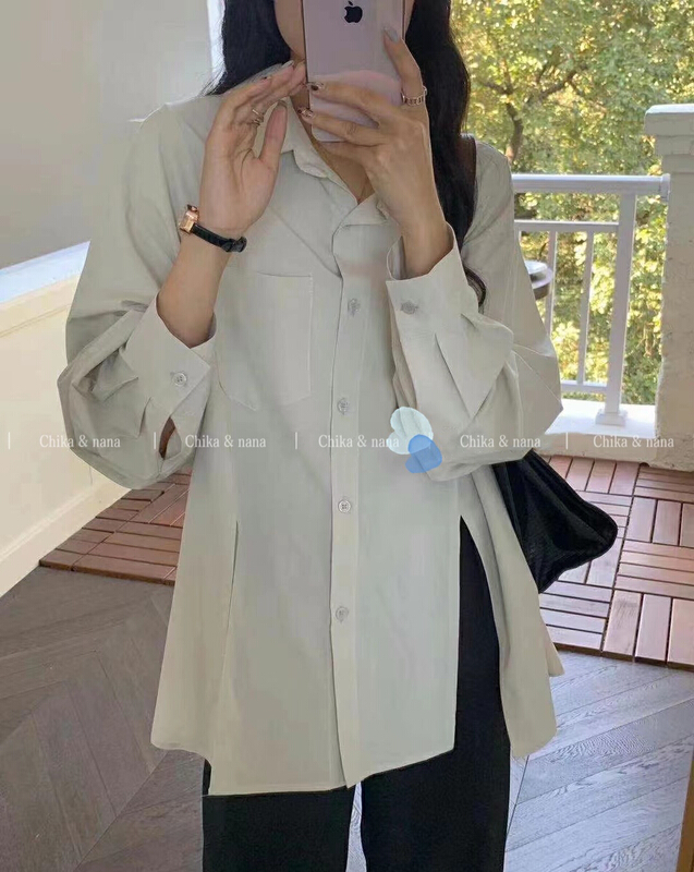New year in early spring! [Yi Jia Yi] casual simple hem slit featured shirt 308# cqw