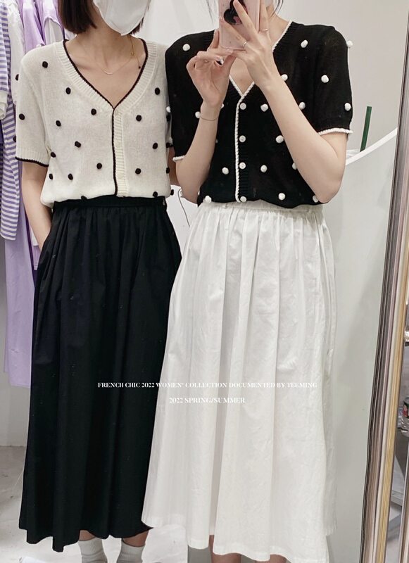 [teem ing] Korean wave point breasted short warm sweater 22t197# hjy