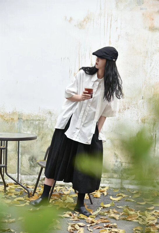 In early summer! [three and two out] collar long piece side slit shirt 99050\xyy