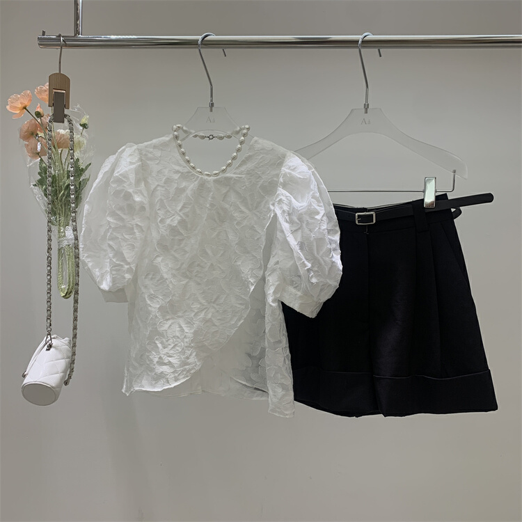 New in early summer! [AA studio] French bubble sleeve jacquard loose shirt 3263# WPL