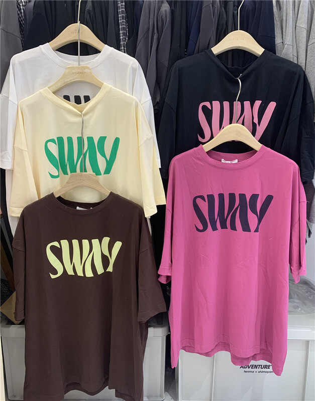 [sanbara] Korean loose letter printed short sleeve T-shirt 9533# LSW
