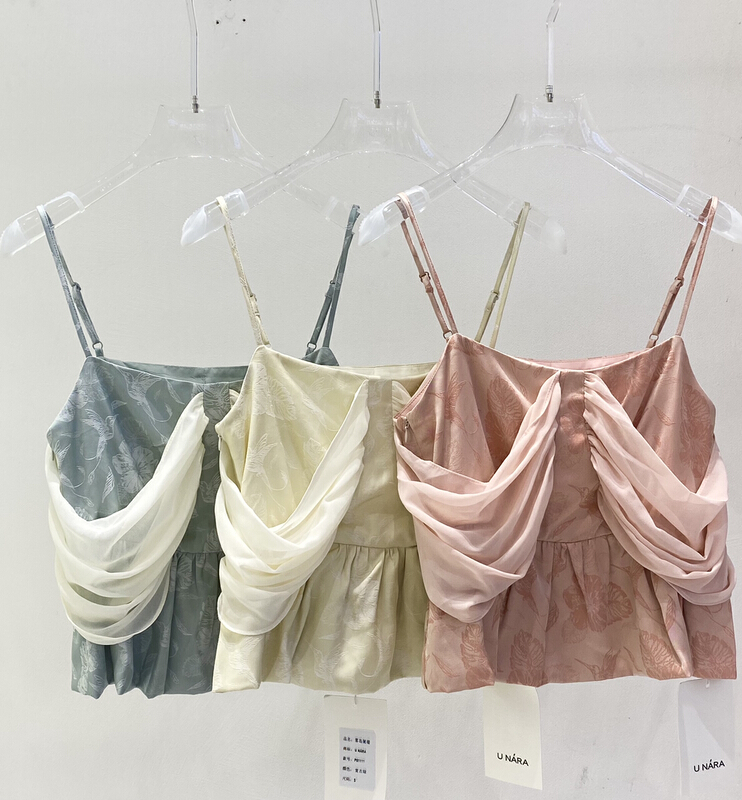 [u Nara] three dimensional Crochet fabric stitched chiffon vest / sling 81111# WPL