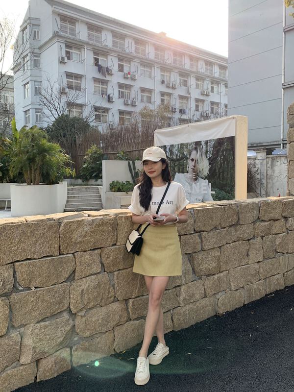 goods in stock! New year in early spring! [going] solid color wave pattern versatile A-line skirt 7799# jhy
