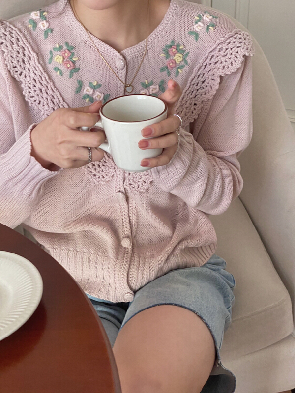 goods in stock! New year in early spring! [love] Vintage Style Hand Crocheted knit cardigan m0565# HBx