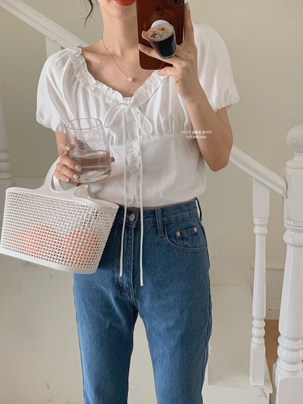 New in early summer! [your room] sweet and versatile lace up blouse 623# cqw