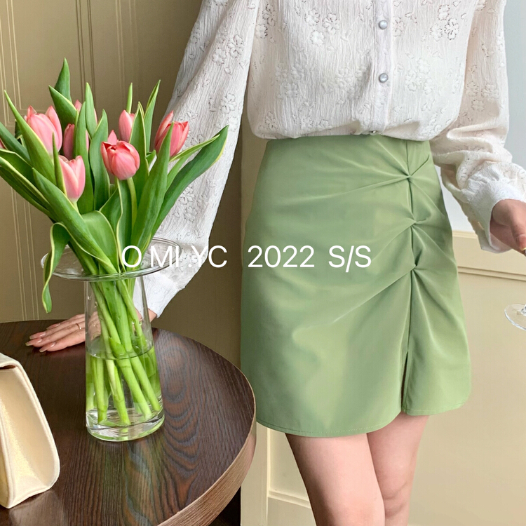 Original price 42.86! New year in early spring! [O MI] pleated leather skirt (including lining) 5603# HBx