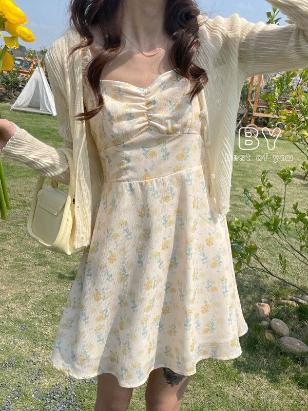 New in early summer! [best of you] fairy temperament gentle wind floral dress ys1-9860# HBx