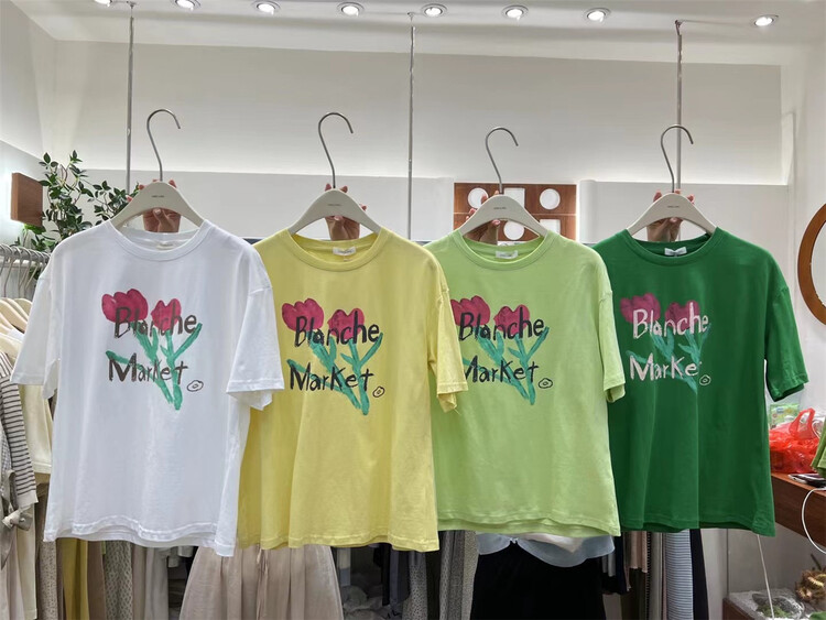 [Xiaomi] Korean sweet flower printed short sleeve T-shirt x81161# ll