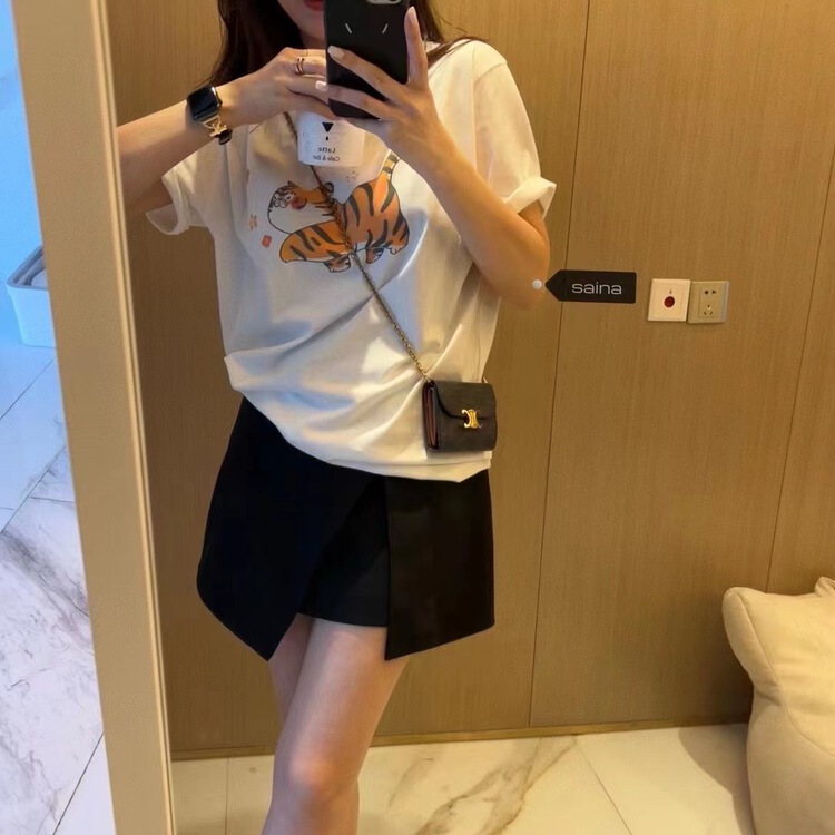 goods in stock! [Saina fashion] little tiger cartoon simple loose and versatile short sleeve T-shirt t1113# CLS