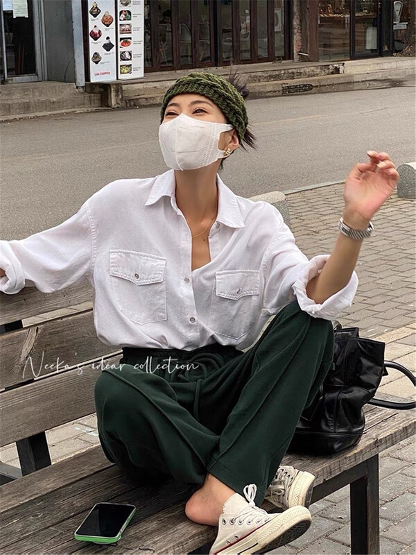 New year in early spring! [magic Qiqi] solid color double pocket versatile shirt 1333# WW