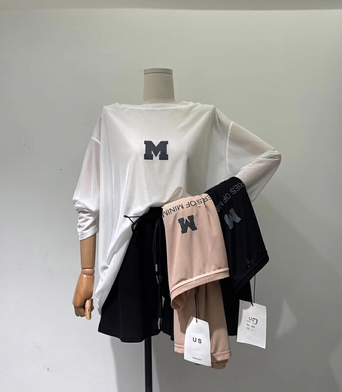 [US] front and back letter printed round neck sunscreen long sleeve T-shirt f100# XYY