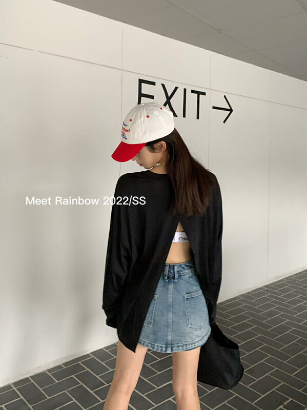 [Meet Rainbow] Korean loose letter long sleeve sunscreen shirt 08133# LSL