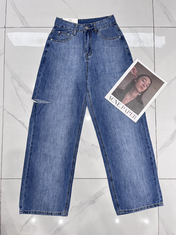 [en Xier] pierced straight leg versatile jeans eb2009# L