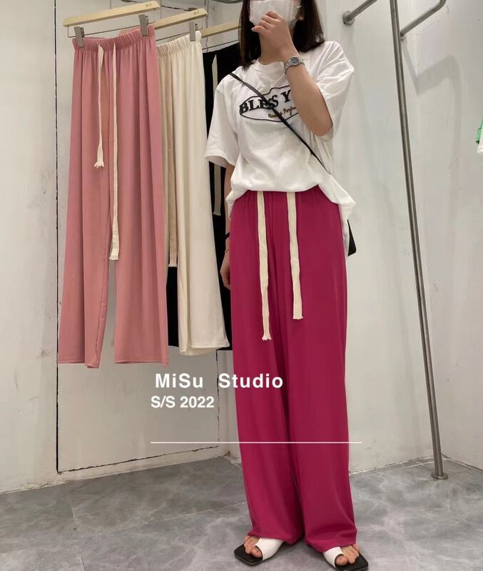 New in early summer! [misu +] simple loose tie casual pants 5333# ZZL
