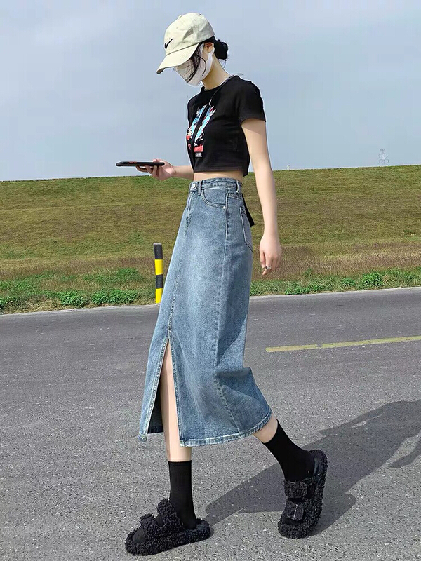 [thousand degrees] front split simple atmospheric skirt 8352# LSW