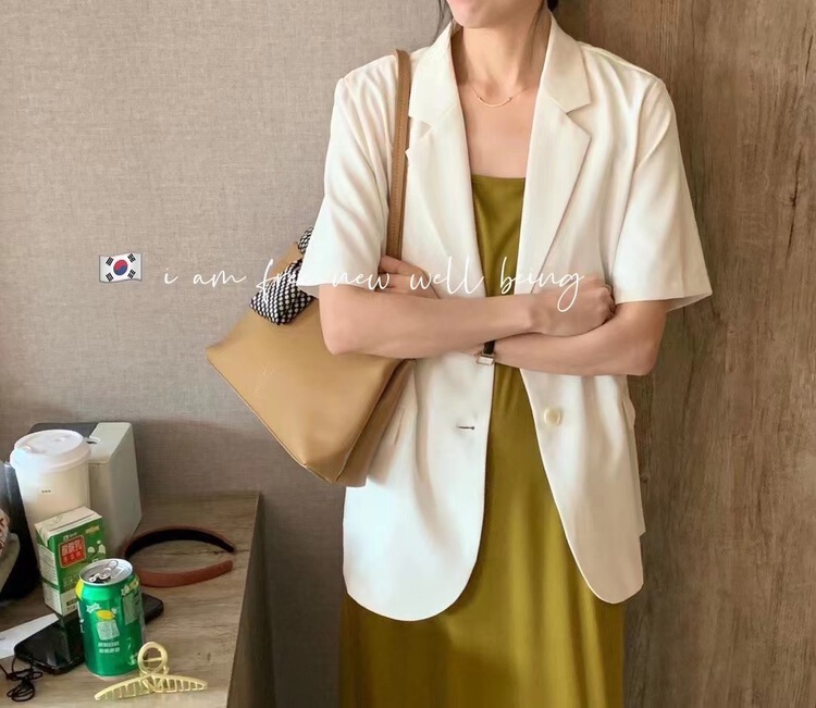 goods in stock! New in early summer! [free studio] Korean simple solid color short sleeved suit (excluding skirt) 6881# hjy