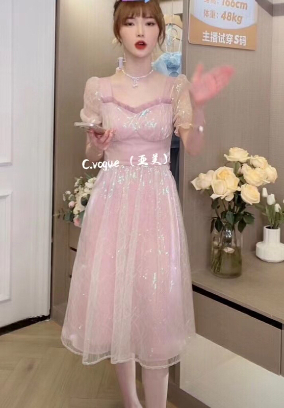 New in early summer! [c.vogue] gentle bow tie lace up dress 8829# PCZ