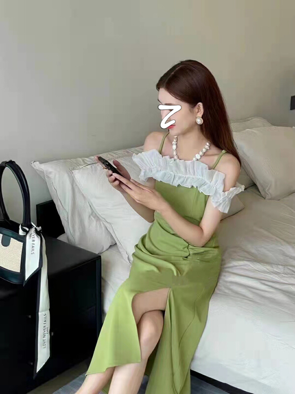 New in early summer! [only] sling fold design split dress 391# JJ