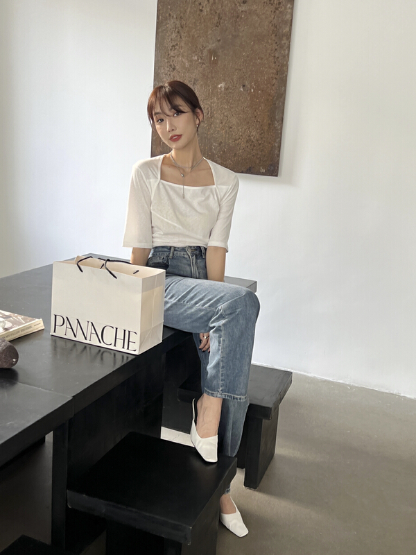 [context sense] simple solid color drawstring design Short Sleeve T-shirt mnc975# CLS