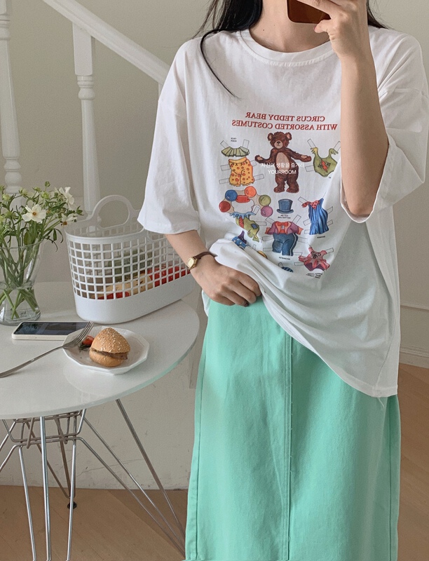 [your room] cartoon pattern loose Casual Short Sleeve T-shirt 093# cqw