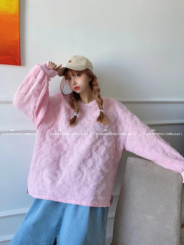 goods in stock! New year in early spring! [le&wong] heavy industry Lace Panel sweater 9038-1\wtt